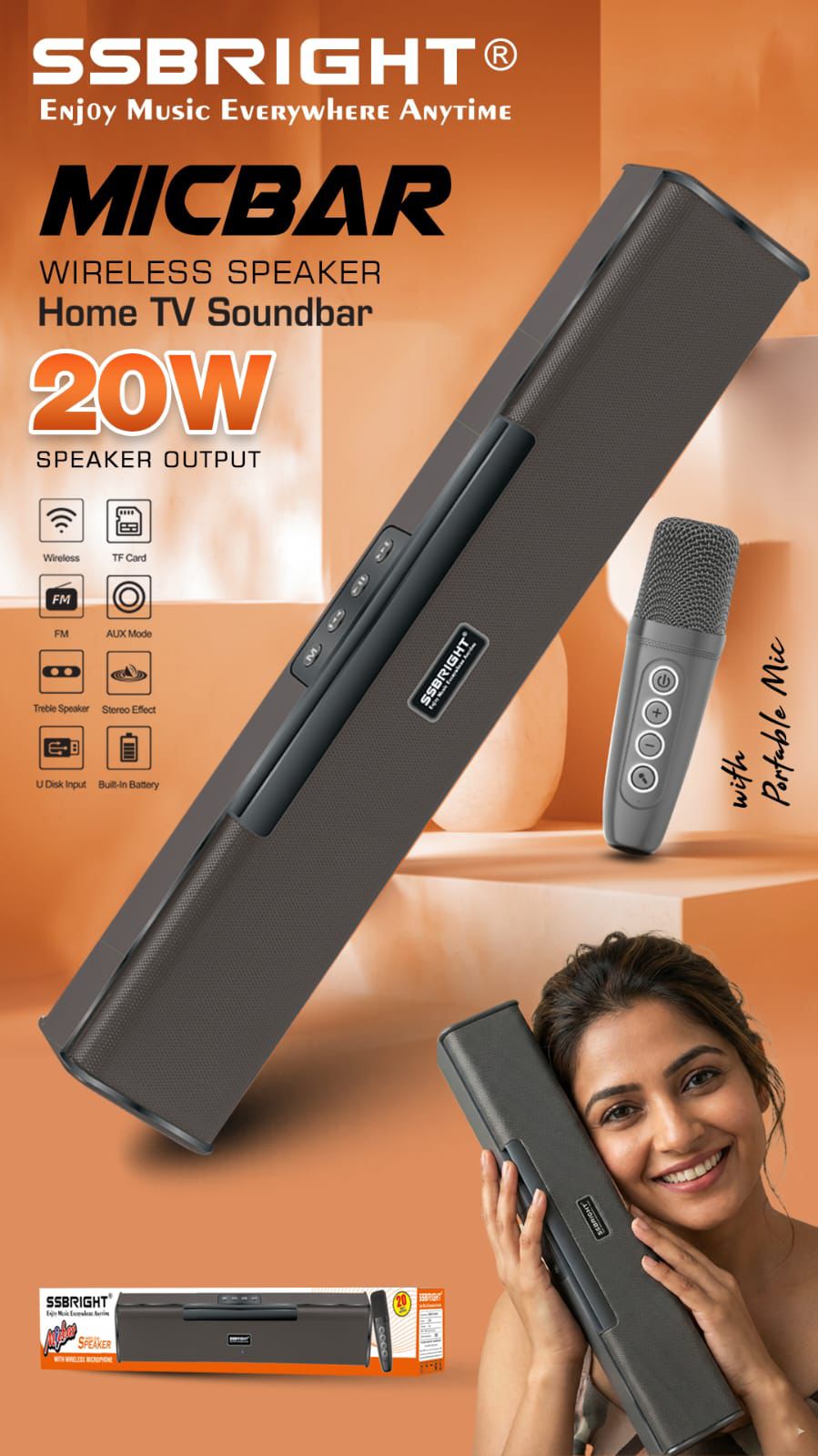 Bar speaker with mic